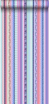 ESTAhome behang lintjes lichtblauw en roze - 138140 - 53 cm x 10,05 m