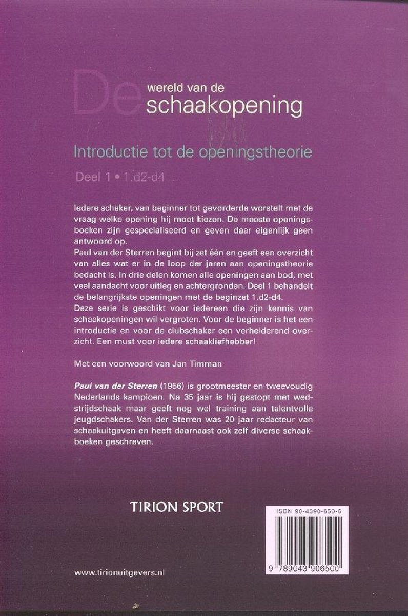 Introductie tot de openingstheorie 1 - De wereld van de schaakopening - back cover