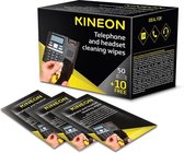 Lingettes nettoyantes Kineon pour téléphone et micro-casques, emballées individuellement, boîte de 50 + 10 gratuites