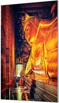 Wandpaneel Liggende Boedha Wat Pho  | 70 x 100  CM | Zilver frame | Akoestisch (50mm)