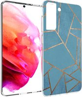 iMoshion Design voor de Samsung Galaxy S21 FE hoesje - Grafisch Koper - Blauw / Goud