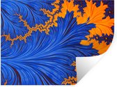 Sticker Muursticker Art psychédélique - Art psychédélique bleu et orange - 80x60 cm - film adhésif autocollant - sticker mural repositionnable