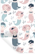 Sticker Muursticker Motif chambre d'enfant - Motif enfant avec sirènes - 80x120 cm - Film adhésif autocollant - Sticker mural repositionnable