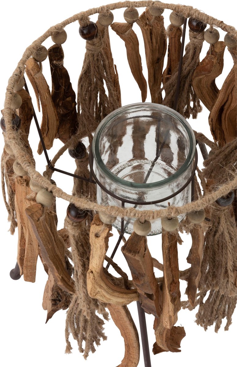 J-Line Kaarshouder Op Poten Hout Naturel PAULOWNIA WOOD