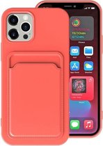 TPU + flanellen voering schokbestendig hoesje met kaartsleuven voor iPhone 11 (oranje roze)