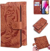 Voor Motorola Moto G Stylus (2021) Tijger Embossing Patroon Horizontale Flip Leren Case met Houder & Kaartsleuven & Portemonnee (Bruin)