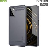 Voor Geschikt voor Xiaomi Poco M3 / Redmi 9T MOFI Gentleness-serie Geborstelde textuur Koolstofvezel Zachte TPU-hoes (grijs)