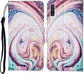 Voor Samsung Galaxy A50 / A30s Gekleurde tekening patroon Horizontale flip lederen tas met houder & kaartsleuven & portemonnee & lanyard (Whirlpool marmer)