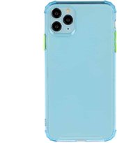 Voor iPhone 12 Max Pro TPU Kleur Doorschijnend Vierhoekig Airbag Schokbestendig Telefoon Beschermhoes (Transparant Blauw)