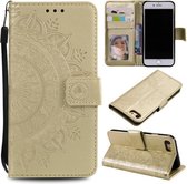 Totem Flower Reliëf Horizontale Flip TPU + PU lederen tas met houder & kaartsleuven & portemonnee voor iPhone SE 2020/8/7 (goud)