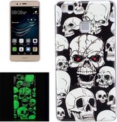 Voor Huawei P9 Lite Noctilucent Red Eye Ghost Pattern IMD Vakmanschap Soft TPU Cover Case