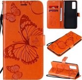 Voor Huawei Honor 30 3D Vlinders Embossing Patroon Horizontale Flip Leren Case met Houder & Kaartsleuf & Portemonnee (Oranje)