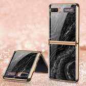 Voor Samsung Galaxy Z Flip 5G GKK Marble Pattern Galvaniseren Painted Glass Case (Marble 08)