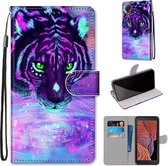 Voor Samsung Galaxy Xcover 5 Gekleurde Tekening Cross Textuur Horizontale Flip PU Lederen Case met Houder & Kaartsleuven & Portemonnee & Lanyard (Tijger Drinkwater)