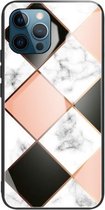 Marmer gehard glas achterkant TPU grenshoes voor iPhone 12 Pro Max (HCBL-10)