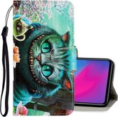 Voor Vivo Y91C 3D Gekleurde Tekening Horizontale Flip PU Leren Case met Houder & Kaartsleuven & Portemonnee (Groene Ogen)