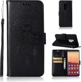 Windgong Uil Embossing Patroon Horizontale Leren Flip Case met Houder & Kaartsleuven & Portemonnee Voor Galaxy S9 + (Zwart)