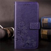 Voor Galaxy M30s, Lucky Clover Pressed Flowers Pattern lederen tas met houder & kaartsleuven & portemonnee & draagriem (paars)