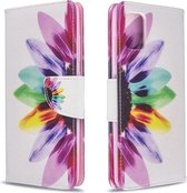 Voor Galaxy A51 Gekleurde tekening patroon Horizontale flip lederen tas met houder & kaartsleuven & portemonnee (zonnebloem)