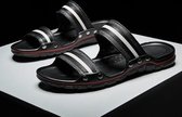 Zomer Mode Kleuraanpassing Comfortabele Lichtgewicht Lederen Slippers Strandschoenen voor Heren (Kleur: Zwart Maat: 42)
