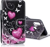 Voor Galaxy A10s Horizontale leren flip case met houder & kaartsleuven & portemonnee (Little Peach Heart)