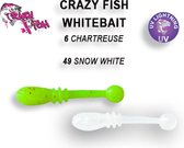 Crazy Fish Whitebait  - 2 cm - 6 - chartreuse - 49 - snow white
