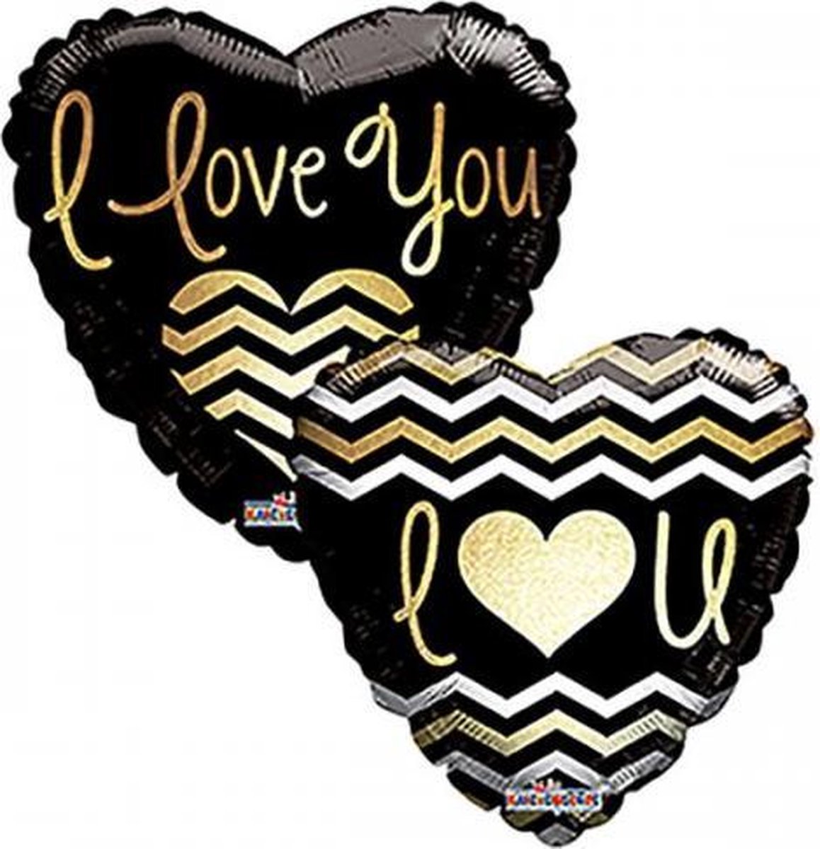 Wefiesta - Folieballon Hart I love you Golden Chevron