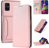 Voor Samsung Galaxy M51 Sterk Magnetisme Vloeibaar Voel Horizontaal Flip Leren Hoesje met Houder & Kaartsleuven & Portemonnee (Rose Goud)