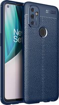 Voor OnePlus Nord N100 Litchi Texture TPU schokbestendig hoesje (blauw)