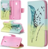 Gekleurde tekening patroon horizontale flip lederen tas met houder & kaartsleuven & portemonnee voor Nokia 2.2 (Feather Bird)