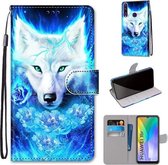 Voor Huawei Y6p Gekleurde Tekening Cross Textuur Horizontale Flip PU Lederen Case met Houder & Kaartsleuven & Portemonnee & Lanyard (Dick Rose Wolf)