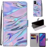 Voor Huawei Honor 9A Gekleurde Tekening Cross Textuur Horizontale Flip PU Lederen Case met Houder & Kaartsleuven & Portemonnee & Lanyard (Fluorescerende Watertextuur)