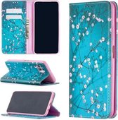 Voor Huawei P40 Lite Gekleurde Tekening Patroon Onzichtbare Magnetische Horizontale Flip PU Lederen Case met Houder & Kaartsleuven & Portemonnee (Pruimenbloesem)