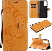 Voor Huawei Honor Play4 / Maimang 9 3D Vlinders Embossing Patroon Horizontale Flip Leren Case met Houder & Kaartsleuf & Portemonnee (Geel)