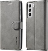 Voor Samsung Galaxy S21 5G LC.IMEEKE Kalfsstructuur Horizontale Flip Leren Case met Houder & Kaartsleuven & Portemonnee (Grijs)