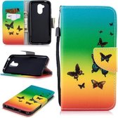 Voor Huawei Honor 6A Gekleurde Tekening Patroon Horizontale Flip TPU + PU Lederen Case met Houder & Kaartsleuven & Portemonnee & Lanyard (Regenboogvlinders)