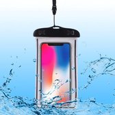 PVC transparante universele lichtgevende waterdichte tas met lanyard voor smartphones onder 6,0 inch (zwart)