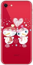 Christmas Series Clear TPU beschermhoes voor iPhone SE (2020) / 8/7 (Couple Snowman)