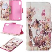 3D Gekleurde Tekening Patroon Horizontale Flip Leren Hoes voor Samsung Galaxy A10, met houder & kaartsleuven & portemonnee (kat)