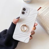 Frosted Laser TPU beschermhoes met ringhouder voor iPhone 11 Pro (beige)