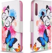 Voor Huawei P40 Lite E / Y7P Gekleurde Tekening Patroon Horizontale Flip Leren Case met Houder & Kaartsleuven & Portemonnee (Vlinder)