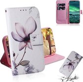 Voor Nokia 2.3 Gekleurde tekening Horizontale flip lederen tas met houder & kaartsleuf & portemonnee (Magnolia Flower)