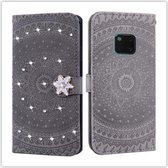 Voor Huawei Mate 20 Pro Pressed Printing Steken boorpatroon Horizontale Flip PU lederen tas met houder & kaartsleuven & portemonnee & & lanyard (grijs)
