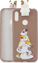 Voor Huawei Y6 (2019) Cartoon schokbestendige TPU beschermhoes met houder (hamsters)