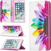 Gekleurde tekening patroon Onzichtbare magnetische horizontale Flip PU lederen tas met houder & kaartsleuven & portemonnee voor iPhone 8 & 7 (Sun Flower)