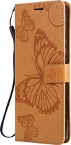 Sony Xperia 1 II Hoesje - Mobigear - Butterfly Serie - Kunstlederen Bookcase - Cognac - Hoesje Geschikt Voor Sony Xperia 1 II