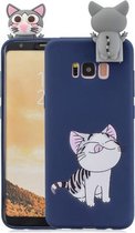 Voor Galaxy S8 Cartoon schokbestendige TPU beschermhoes met houder (kat)