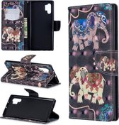 3D-gekleurde tekening patroon horizontale flip lederen tas met houder & kaartsleuven & portemonnee voor Galaxy Note10 + (twee olifanten)