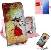 Gekleurde tekening patroon Kleurrijke magnetische gesp Horizontale flip PU lederen tas met houder & kaartsleuven & portemonnee & lanyard voor Galaxy S10 (bril Fox)