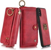 Voor iPhone XS POLA Multifunctionele mode-rits Magnetische horizontale flip lederen tas met kaartsleuven & portemonnee & fotolijst & lanyard (rood)